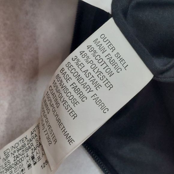 Zara Trafaluc Black V-neck Faux Leather Mixed Media Mini Dress Small NWT Defects - Picture 11 of 11